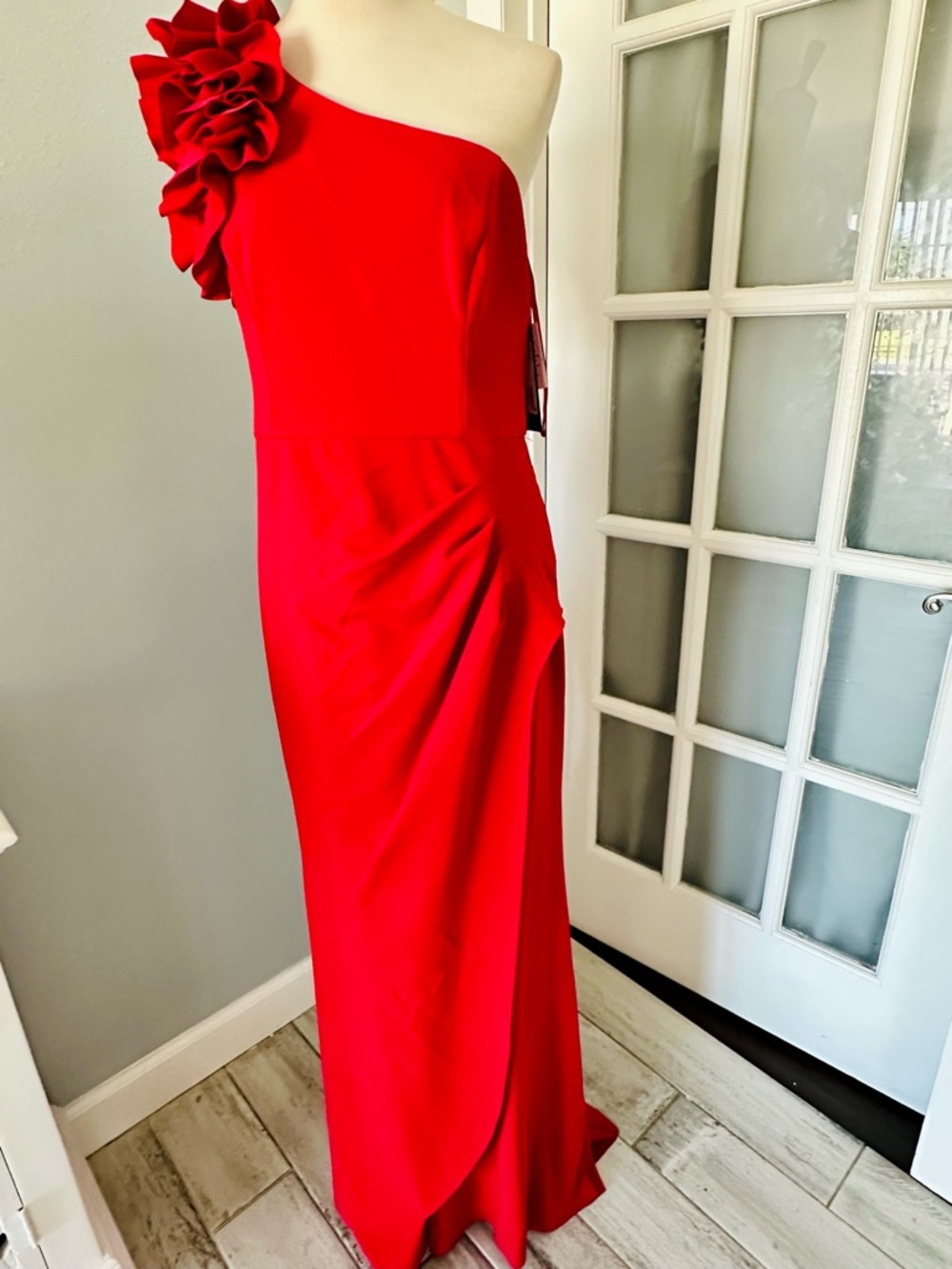 Xscape One-Shoulder Red Dress